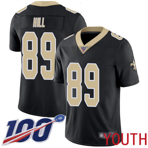 New Orleans Saints Limited Black Youth Josh Hill Home Jersey NFL Football #89 100th Season Vapor Untouchable Jersey->youth nfl jersey->Youth Jersey